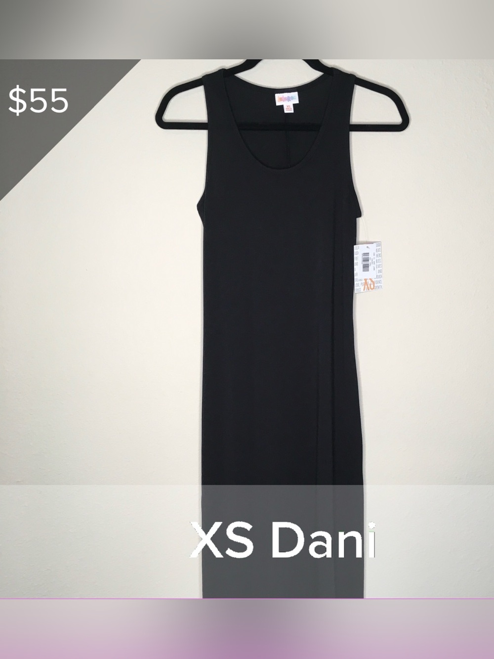 LuLaRoe Dani Black Sleeveless Maxi Dress XS